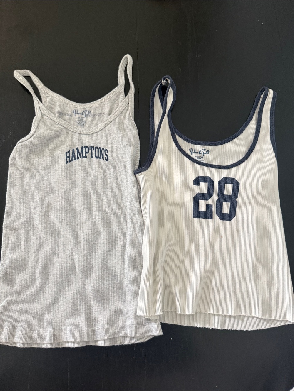 Brandy Melville White & Light Gray Ribbed Tank Tops (Hamptons & 28)